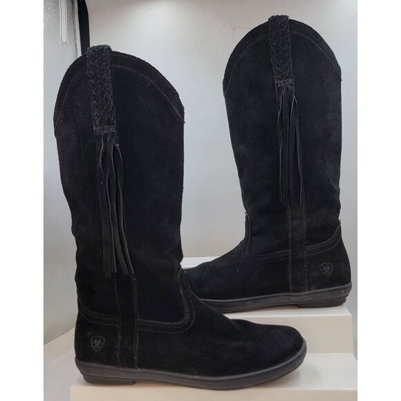 Ariat Boots Womens Black Suede Western Pull On Rubber Sole Size 8.5B - Picture 4 of 12